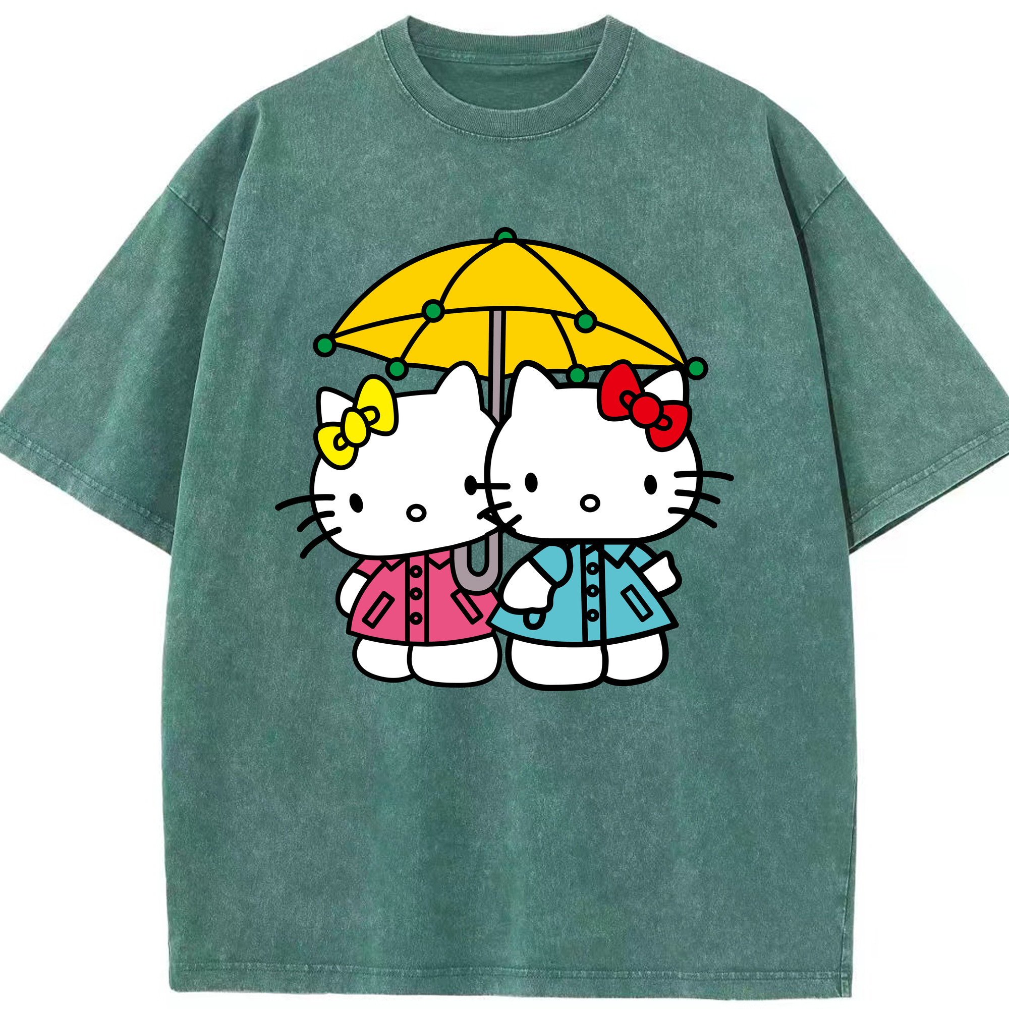 （画像用） Hello Kitty ハローキティ 綿100% ヴィンテージ風 半袖Tシャツ（フロントプリント）